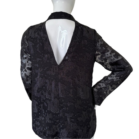 BCBGeneration blazer jacket shawl leopard shimmer design cutout open back NWT M - Picture 16 of 17